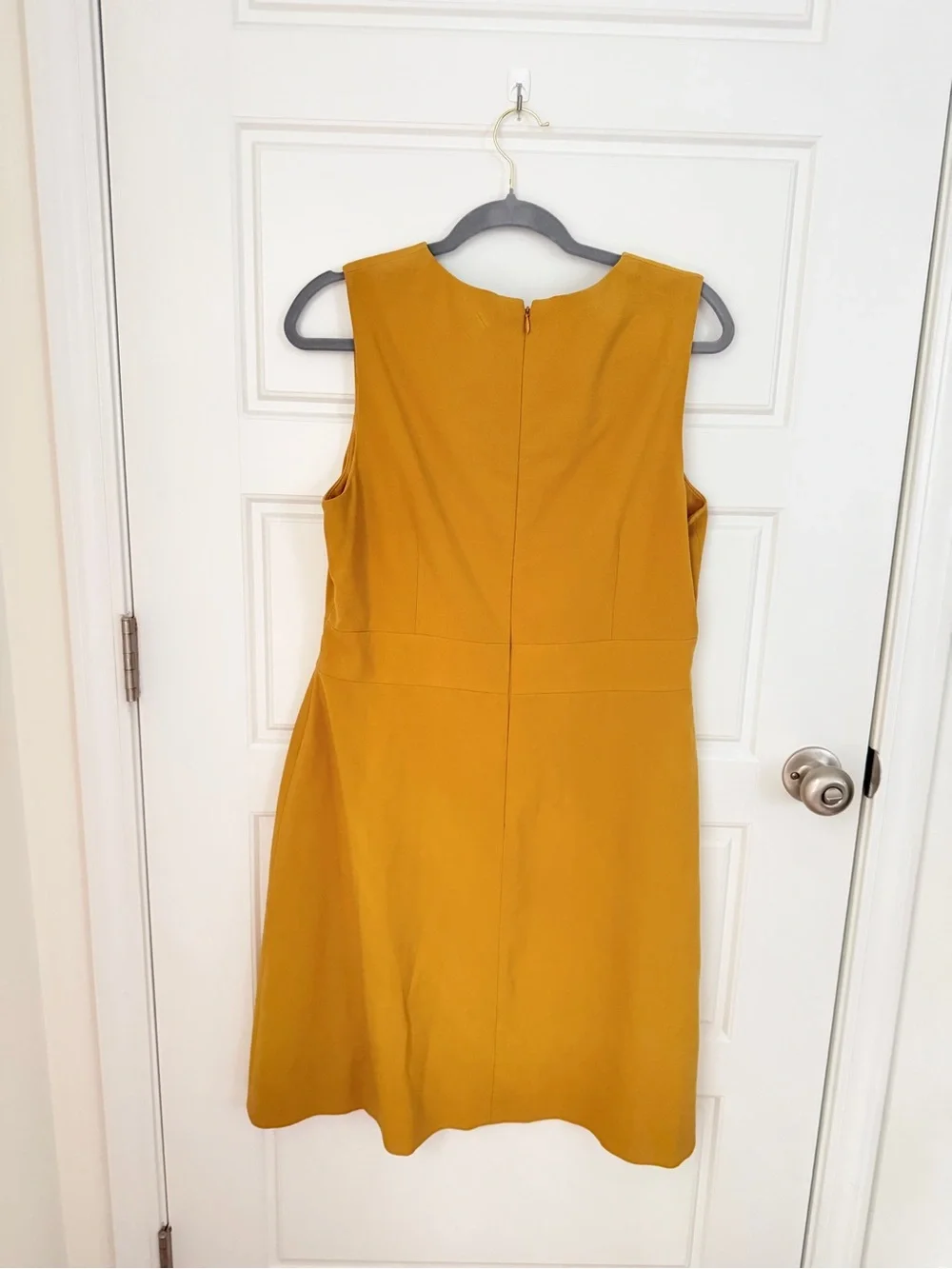 Tahari ASL Mustard Yellow Sheath Dress with Belt Accent - Picture 3 of 5